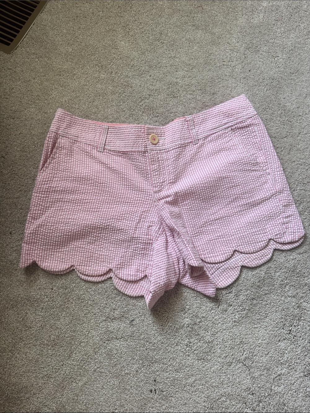 Lilly Pulitzer Light Pink Scallop-Hem High-Waist Shorts